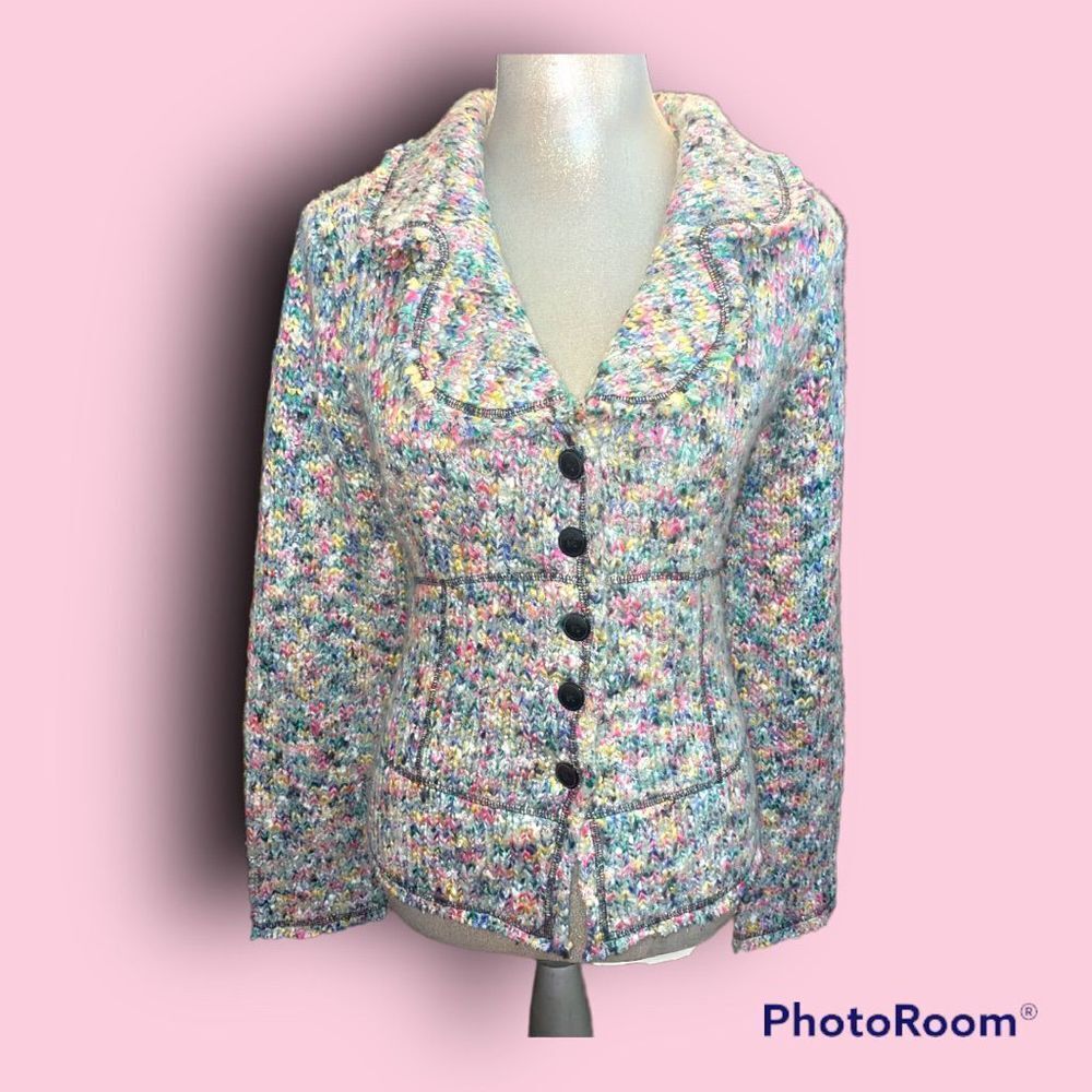 NEW NINE WEST NWT GORGEOUS Multi Color Knit Sweater Jacket